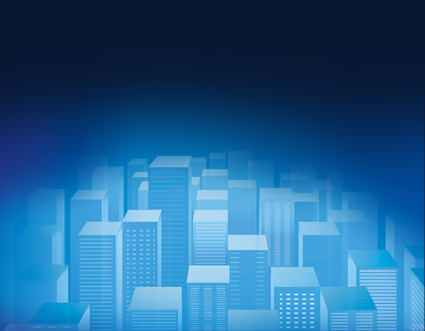 Gradient background with an illustration of a city